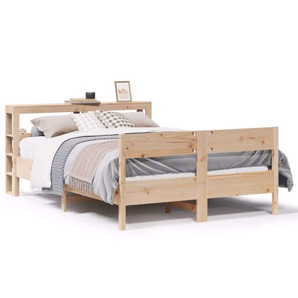 Berkfield Home Solid Wood Pine Bed Frame in Brown, W/D/H: 140 x 200 cm – 2