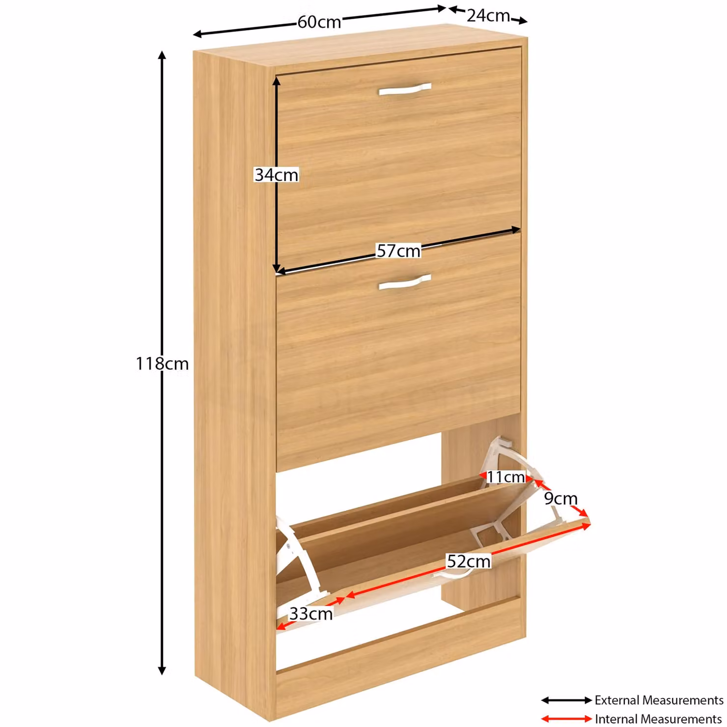 Vida Designs 3 Drawer Shoe Storage Cabinet Organizer in Brown – 2