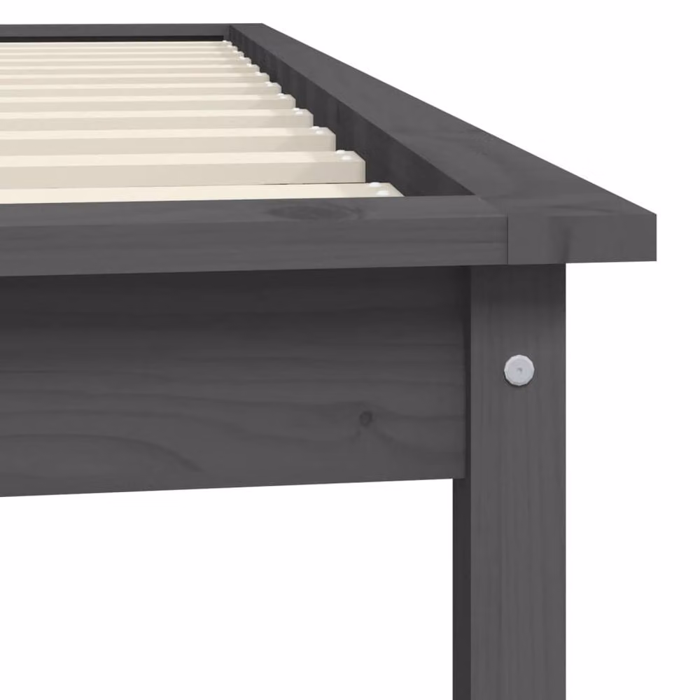 Berkfield Home Single Solid Wood Pine Bed Frame, Grey, W/D/H: 90 x 190 cm – 3