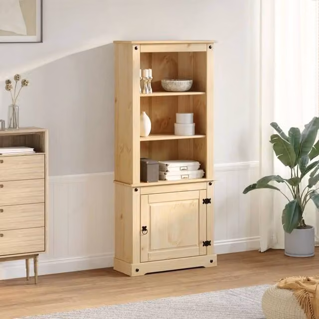 Berkfield Home Corona Highboard in Light Tan Solid Pine, W/D/H: 74 x 38 x 170 cm