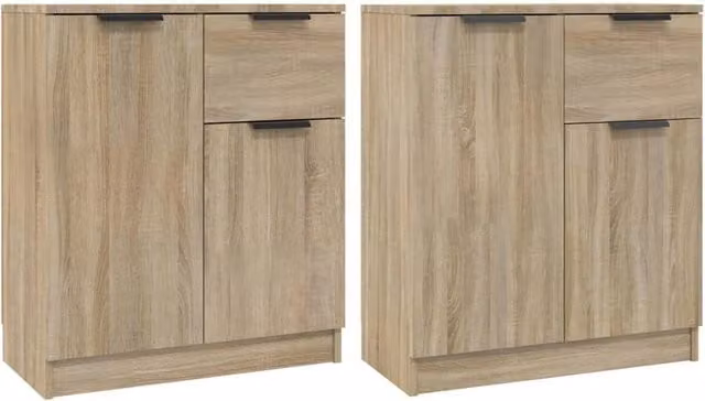 Berkfield Home Set of 2 Sonoma Oak Sideboards in Brown, W/D/H: 60 x 30 x 70 cm