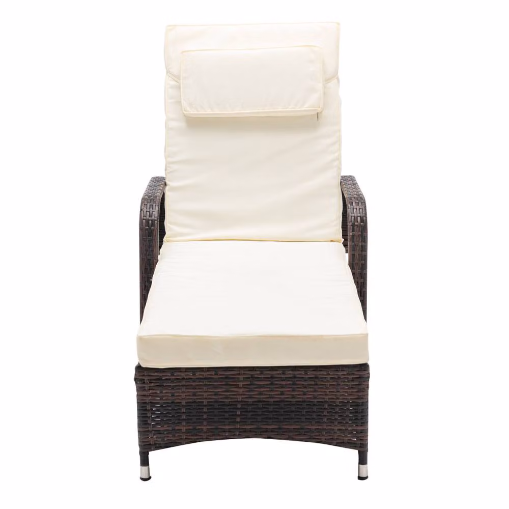 MCC Direct Brown Polyrattan Sun Lounger Bed with Adjustable Headrest and Castors – 2