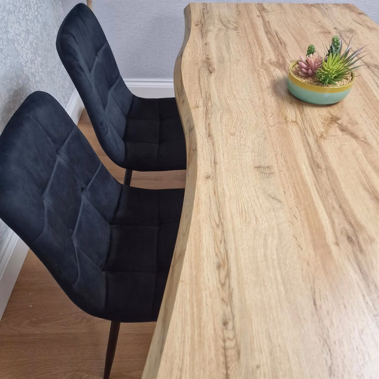 Kosy Koala Modern Dining Set with Rectangular Brown Wood Table, 2 Black Velvet Chairs and Bench – 2