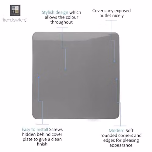 Trendi Switch Single Flush Blanking Plate in Grey Plastic – 2
