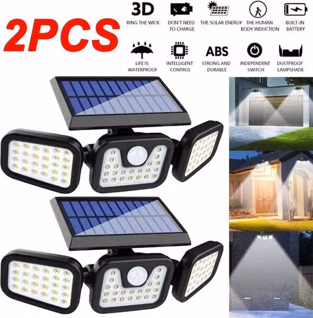 SPETLEK LED Solar PIR Motion Sensor Wall Light with RGB Multicolour Floodlight in Black – 1