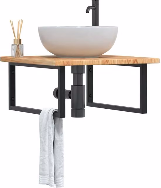 Berkfield Home Wall Mounted Basin Shelf in Brown Oak and Steel