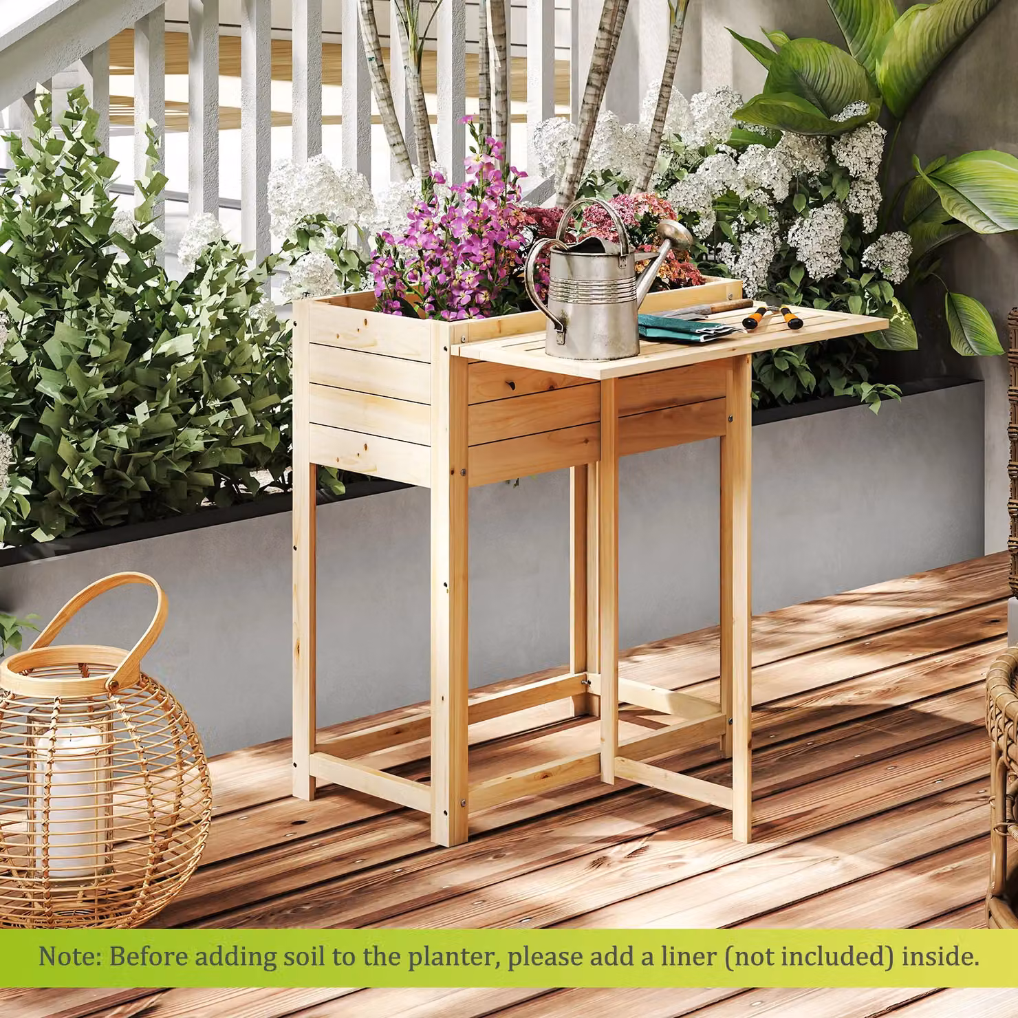 Costway Natural Wooden Raised Garden Bed and Elevated Planter Box for Vegetable, Herb and Ornamental Gardens – 3