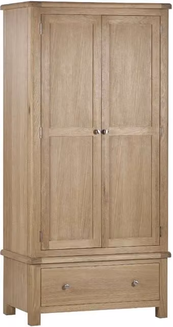 Cheshire Premium Hudson Limed Oak 2 Door and 1 Drawer Wardrobe in Light Oak – 1