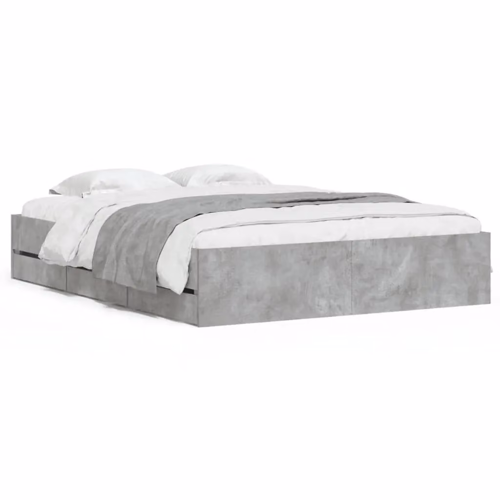 Berkfield Home King Size Bed Frame with Drawers in Concrete Grey, W/D/H: 150 x 200 cm – 2