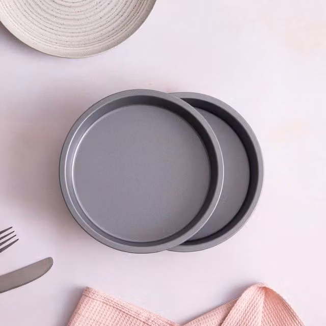 Betterware Essentials Non-Stick Carbon Steel Sandwich and Cake Tins, Silver, 2 x 18 cm