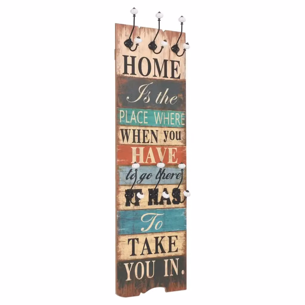 Berkfield Home Vintage Wall-mounted Coat Rack with 6 Hooks, Multicolour, W: 120 cm, D: 40 cm – 2