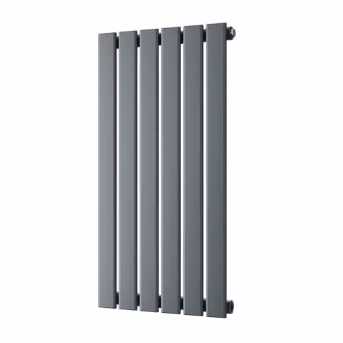 UK Radiators Typhoon Anthracite Flat Tube Horizontal Designer Steel Radiator, H: 80 cm, W: 40.8 cm – 2