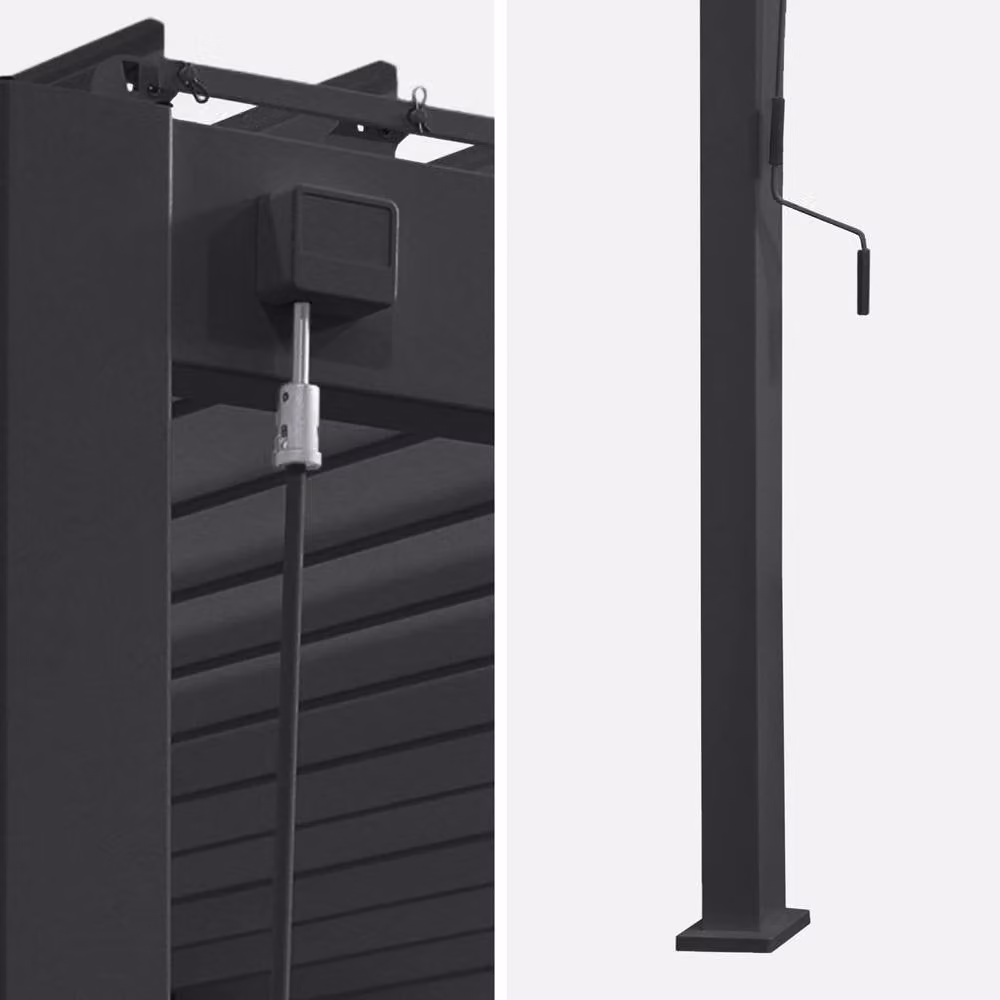 Sweekeek Dark Grey Aluminium Lean-to Pergola with Louvered Roof, W: 400 cm, D: 300 cm, H: 258 cm – 4
