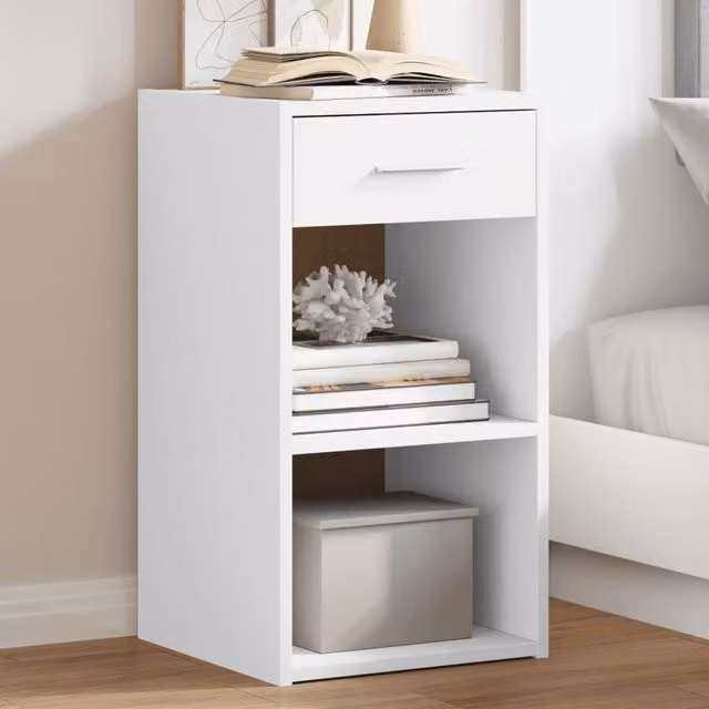 Berkfield Home Set of 2 White Bedside Cabinets, W/D/H: 35 x 34 x 65 cm