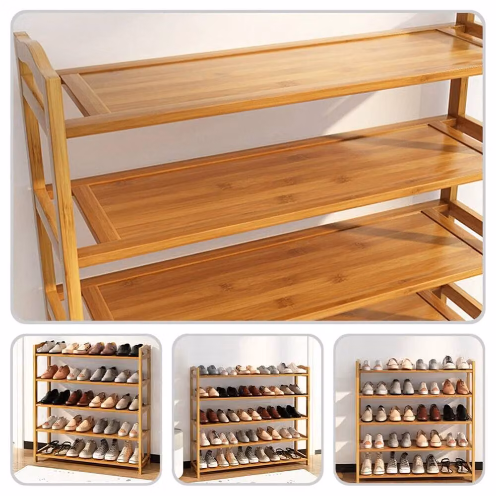KORVIXA 6-Tier Bamboo Shoe Rack in Brown, Width: 100 cm – 3