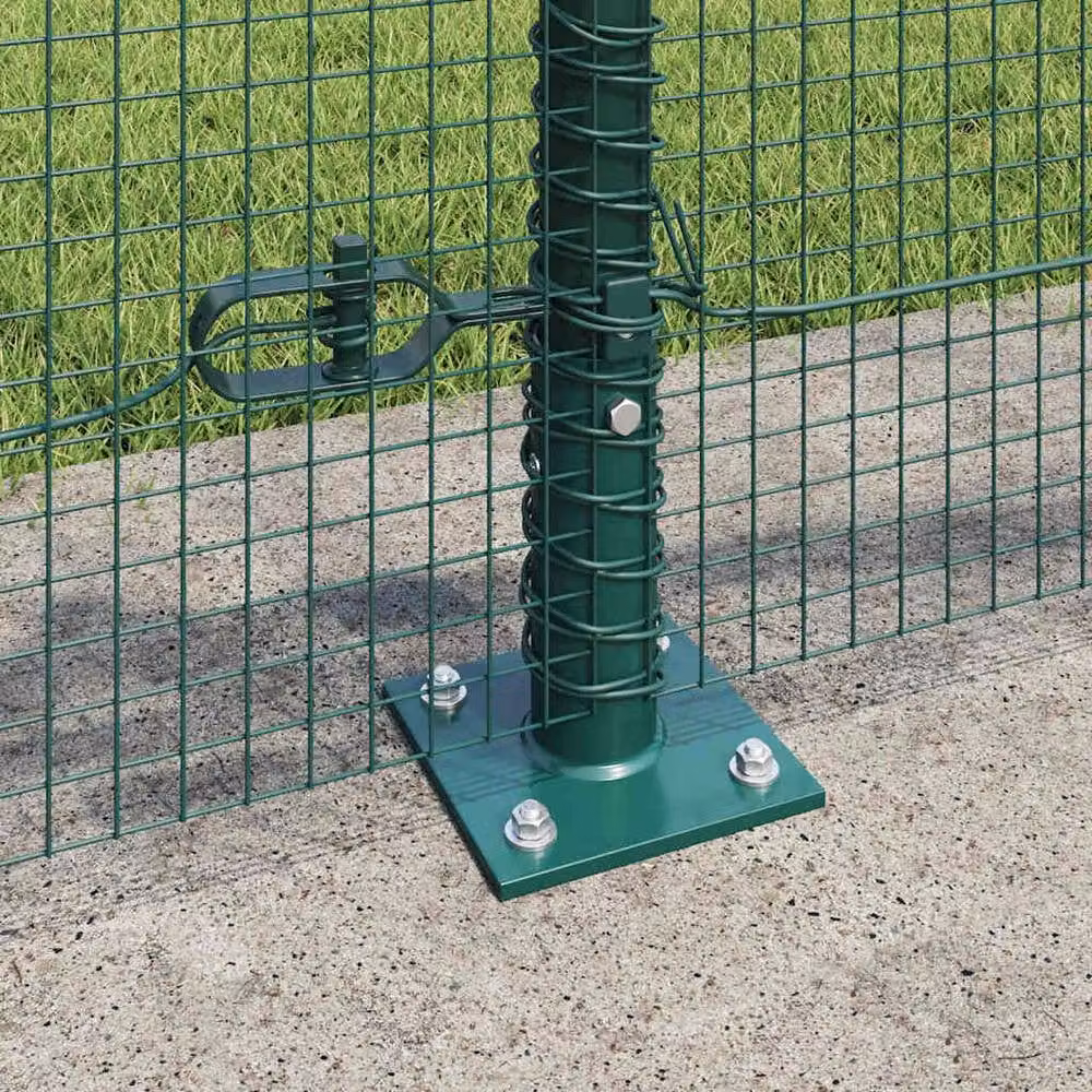 Berkfield Home Green Steel Welded Wire Fence with 13 Flanged Posts, W: 0.4 m, L: 50 m – 3