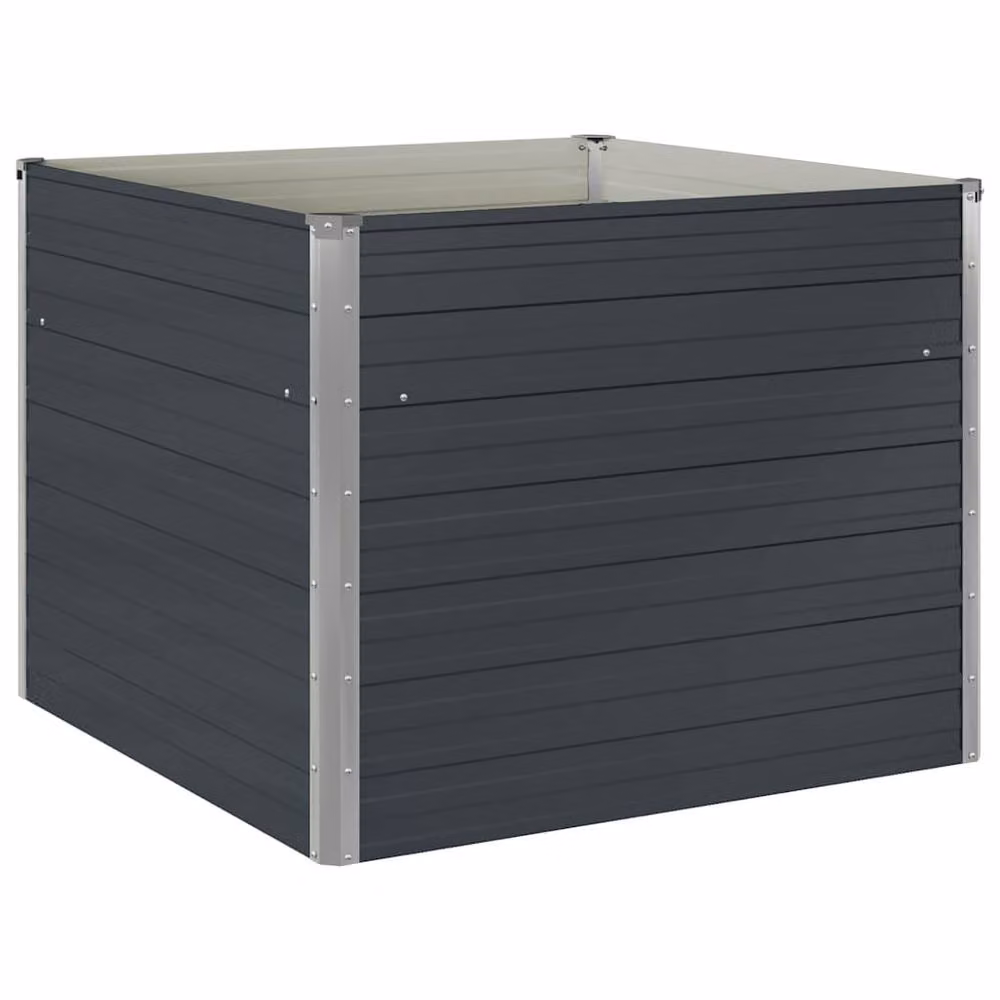 Berkfield Home Raised Garden Bed in Anthracite Galvanised Steel, W/D/H: 100 x 100 x 77 cm – 2
