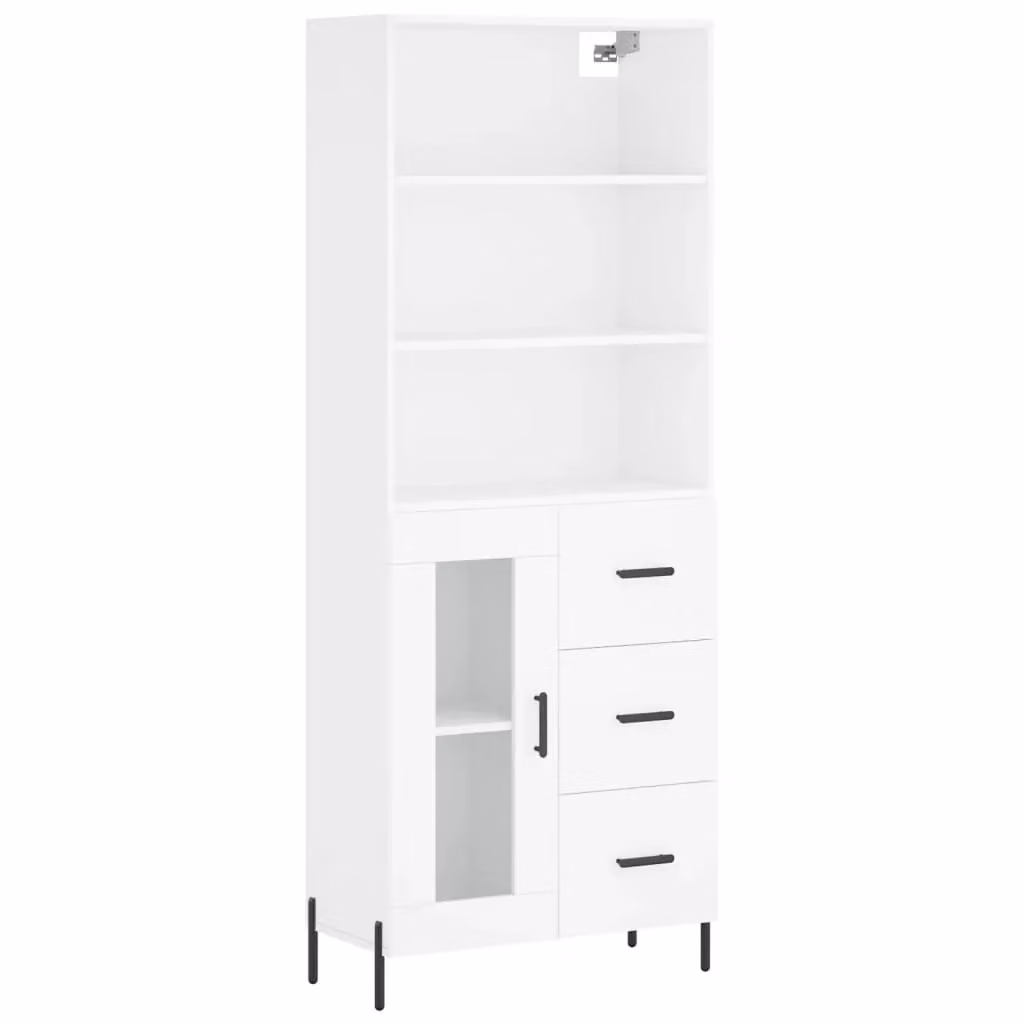 Berkfield Home Modern White Highboard with Internal Shelves, W/D/H: 69.5 x 34 x 180 cm – 2