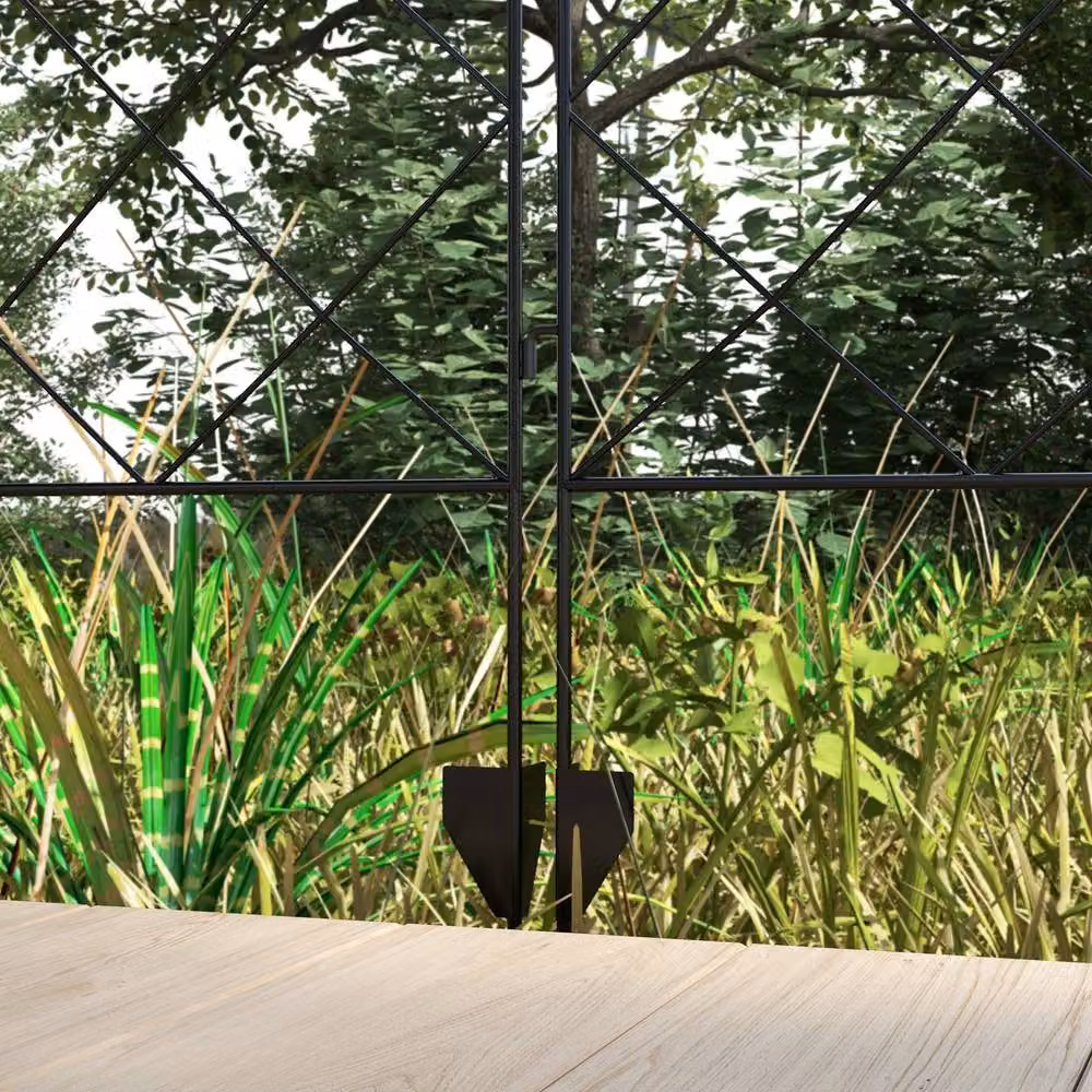 STILVORA Set of 4 Flexible Round Metal Garden Fence Panels, Black, H: 110 cm, W: 348 cm – 7