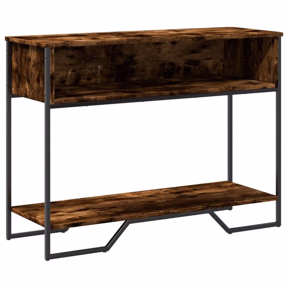 Berkfield Home Classic Console Table in Smoked Oak and Brown, W/D/H: 100 x 35 x 74.5 cm – 2