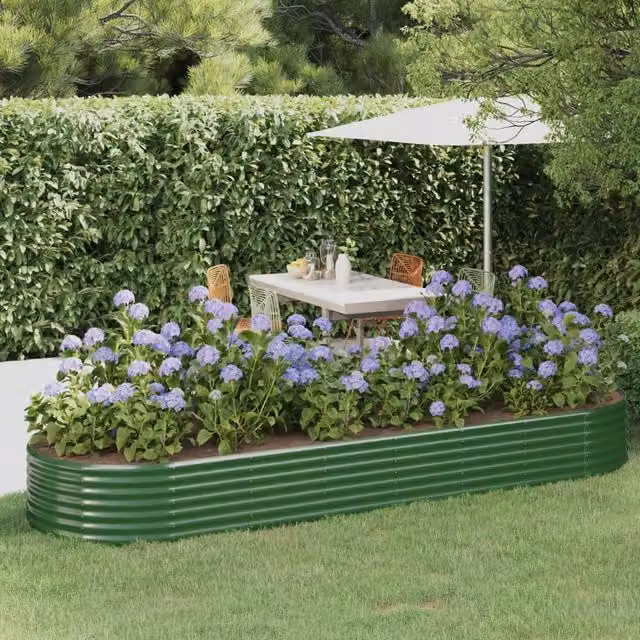 Berkfield Home Garden Green Powder-coated Steel Raised Bed W/D/H: 322 x 100 x 36 cm – 1