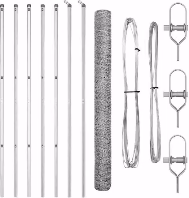 Berkfield Home Hexagon Galvanised Steel Wire Mesh Fence in Silver, H: 160 cm, W: 10 m