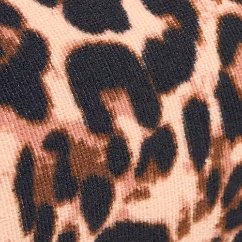 OHS Leopard Inflatable Bolster Pillow in Brown with Soft Microfibre Removable Cover, W/D/H: 36 x 16 x 16 cm – 5