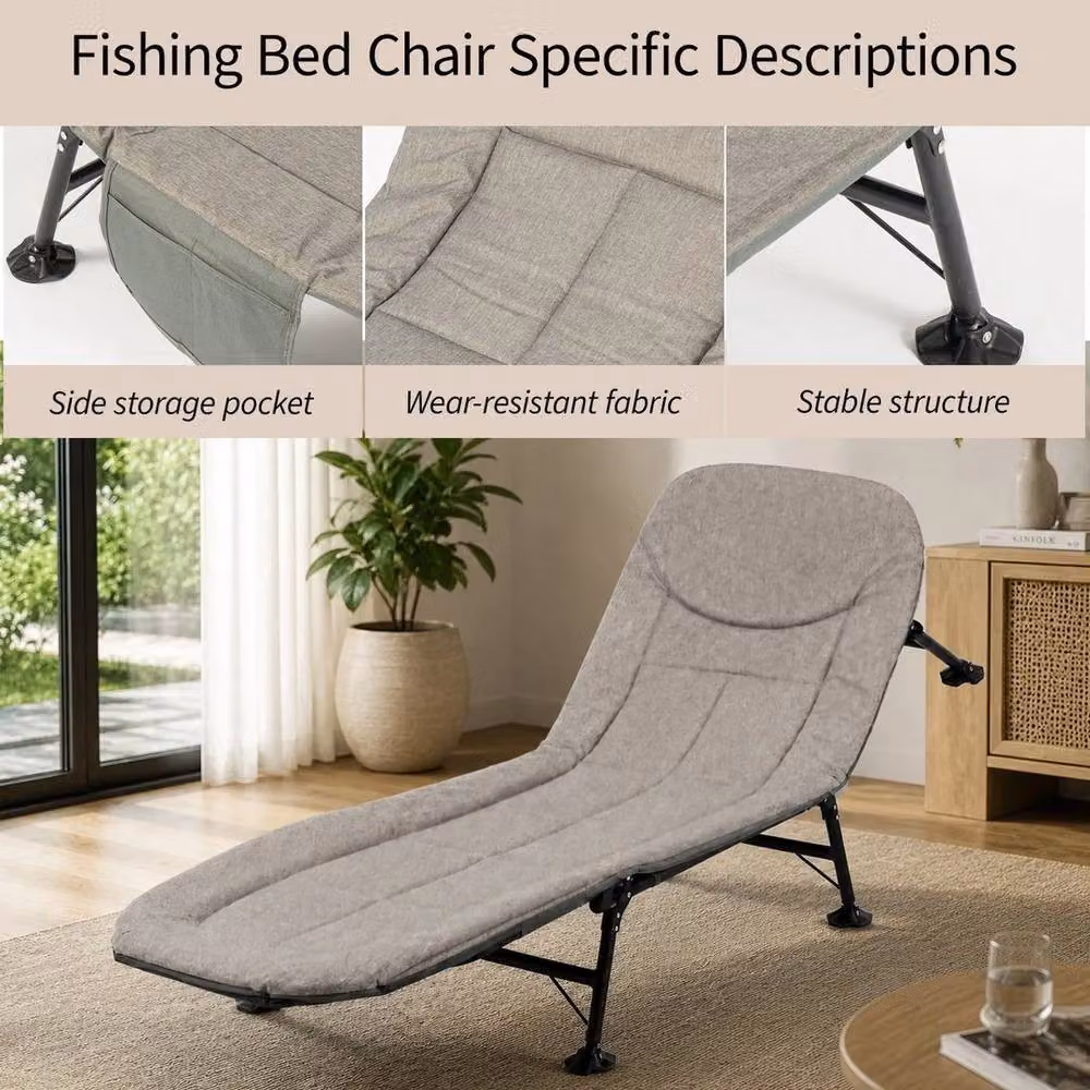 Kelvenix Foldable Sun Lounger with Weatherproof Cushion and Adjustable Headrest in Grey – 3