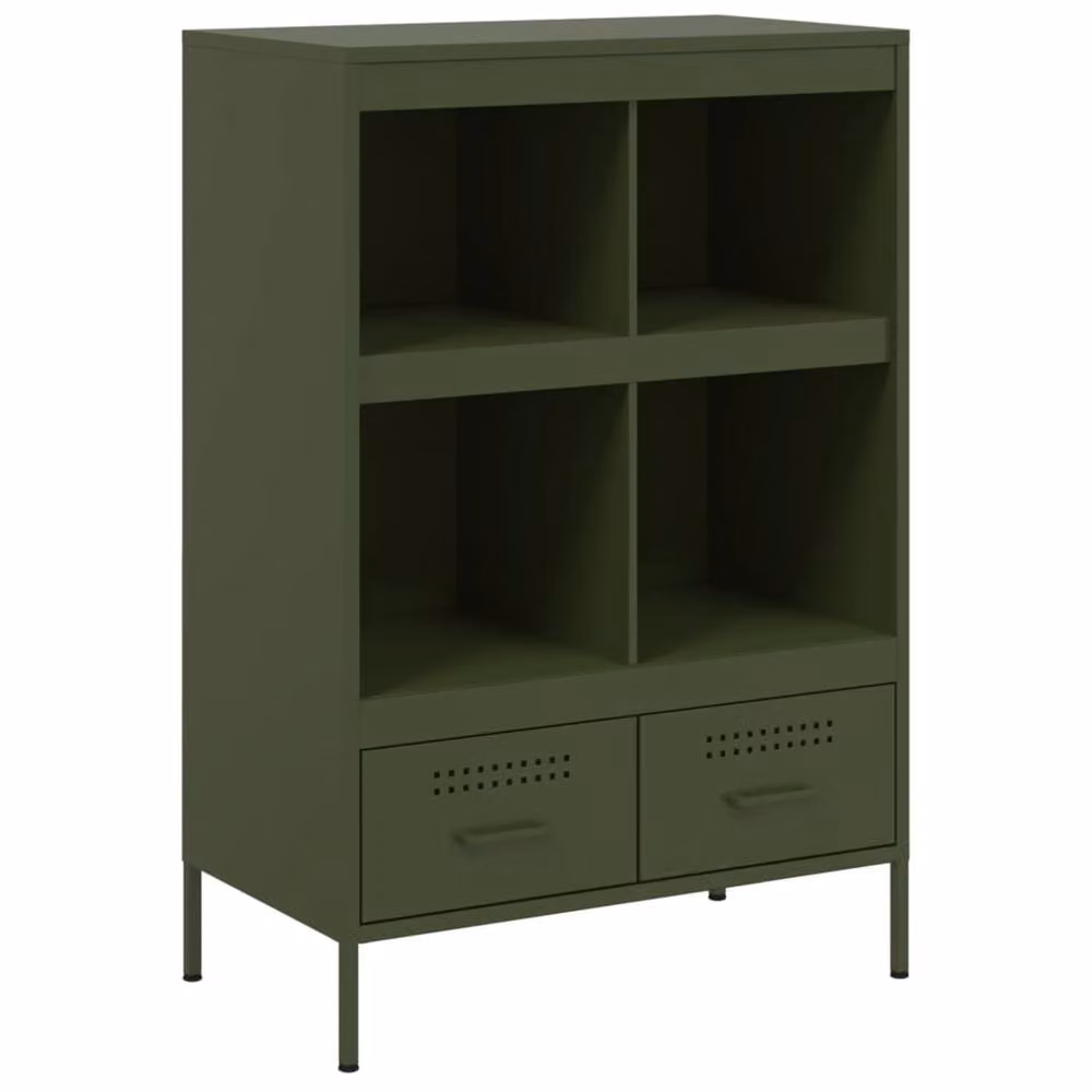 Berkfield Home Industrial Metal Highboard in Olive Green, W/D/H: 68 x 39 x 101.5 cm – 2