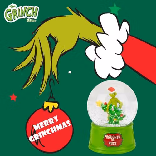 VFM e-Store Grinch Christmas Snow Globe Green Tabletop Ornament W: 14 cm, D: 10 cm – 5