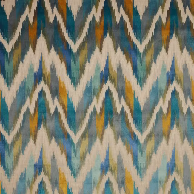 iLiv Omega Flame Retardant Velvet Upholstery Fabric in Neptune Blue and Multicolour
