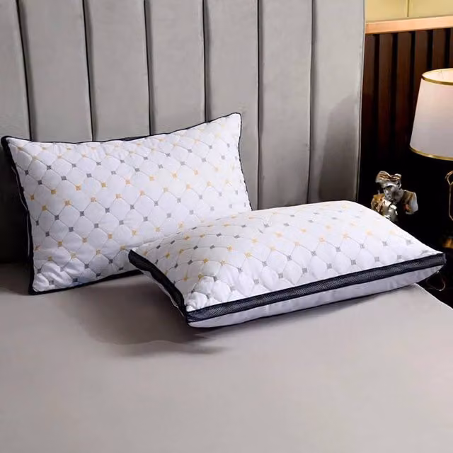 PAWNORA Firm Support Breathable Polyester Pillows with Blue Mesh Trim, 2 Pack, White – 1