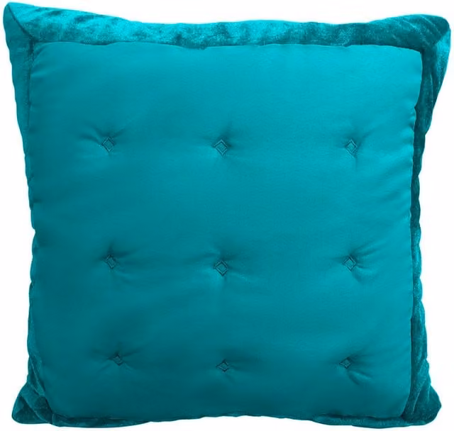 Intimates Modern Square Velvet Cushion in Petrol Green