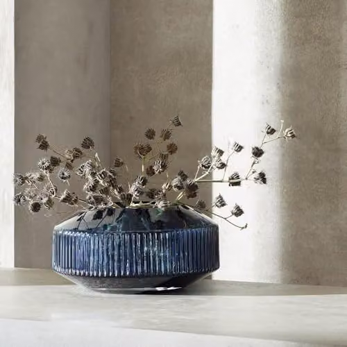 LSA International Rotunda Wide Vase, Blue, Height: 14 cm – 2