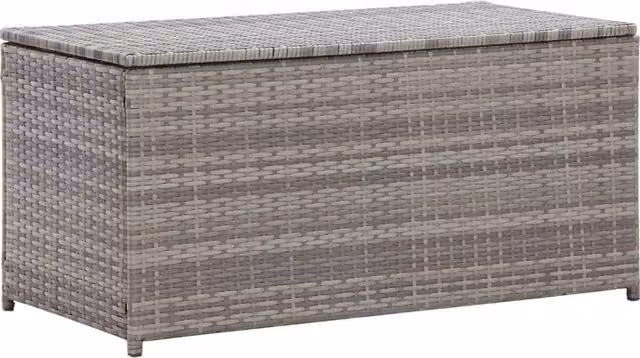 Berkfield Home Grey Poly Rattan Garden Storage Box W/D/H: 100 x 50 x 50 cm – 1
