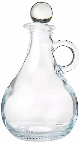 KitchenCraft Glass Oil and Vinegar Carafe with Drip-Free Spout and Stopper in White and Transparent