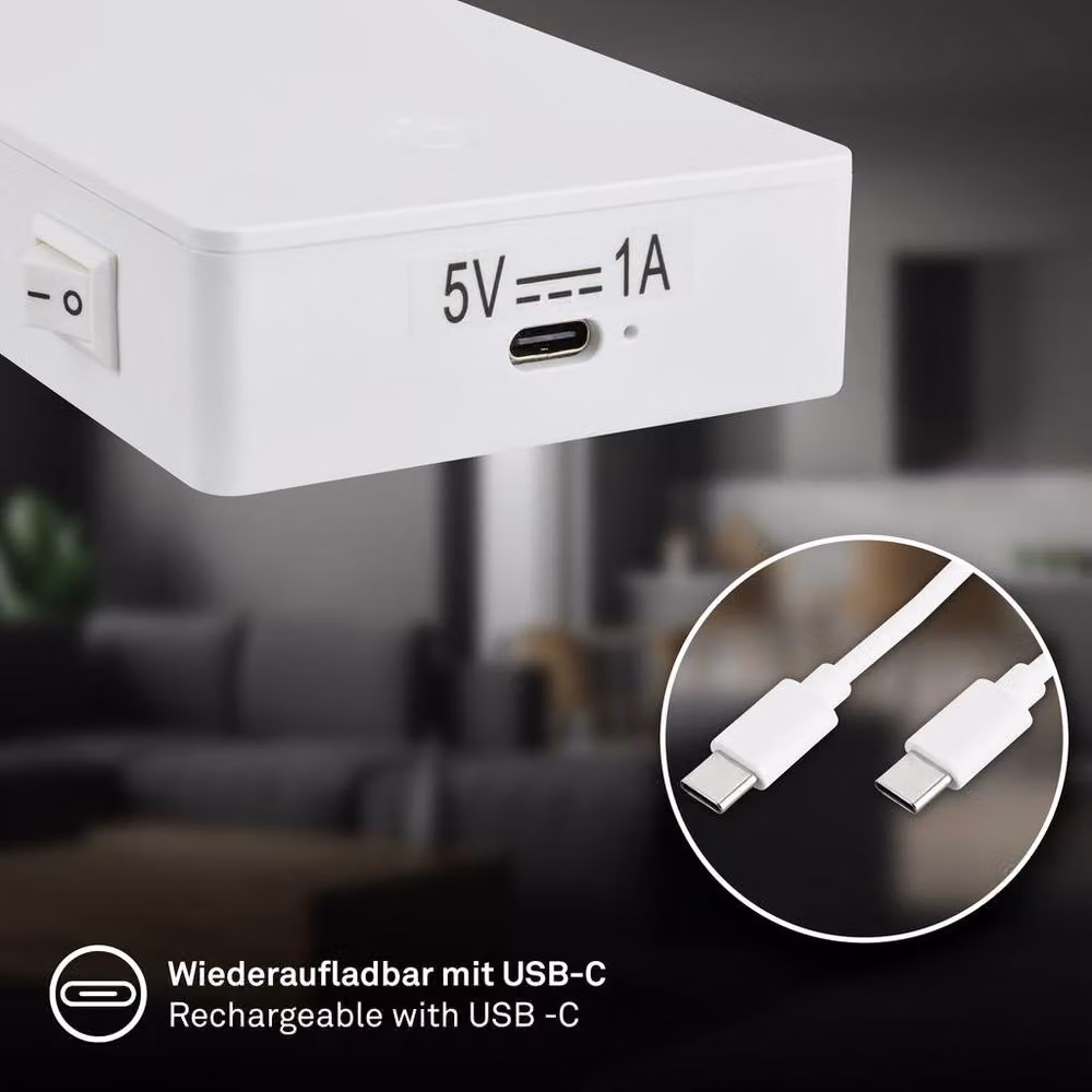 Briloner Sticklights Rechargeable LED Wall Light, Dimmable Touch Control, Warm White, White, W/D/H: 6 x 3 x 50 cm – 4