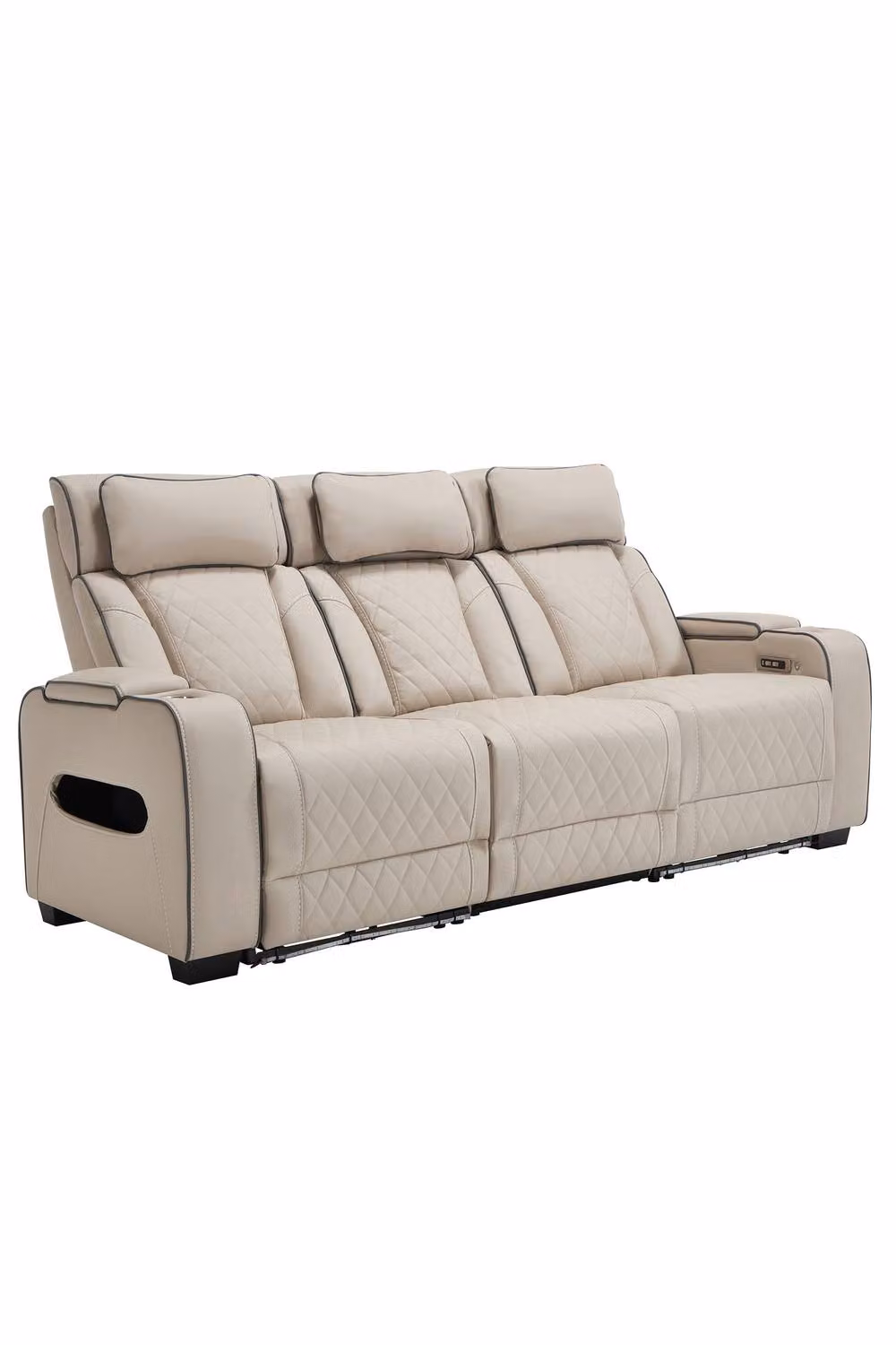 More4Homes Capri 3 Seater Electric Recliner Sofa in Beige with Cup Holders and USB Charging – 2
