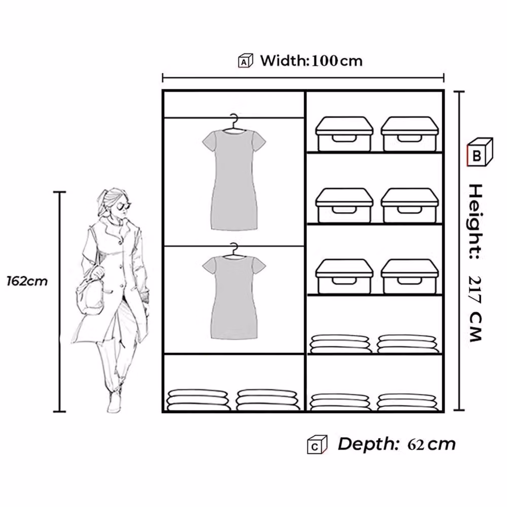 Sliding Wardrobes 4U Modern Double Sliding Door Wardrobe in Black, W: 100 cm, H: 217 cm – 3