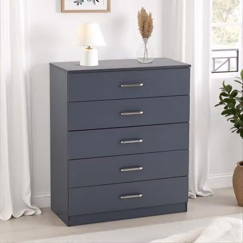 Seconique Dakota 5 Drawer Chest in Dark Grey – 2