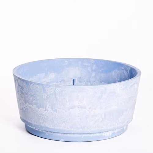 Garden Gear Caesar Sky Blue Marble Effect Planter Bowl, Diameter: 46 cm