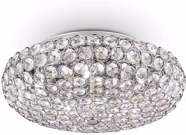 Ideal Lux King 5 Light Crystal Ceiling Flush Light in Chrome and Grey