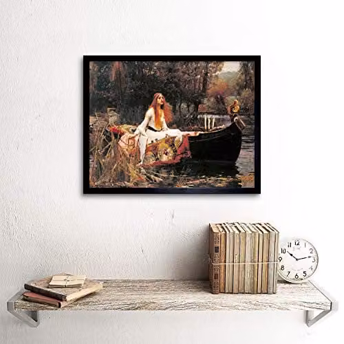 John William Waterhouse The Lady Of Shalott Fine Art Print Framed Poster in Black – 2
