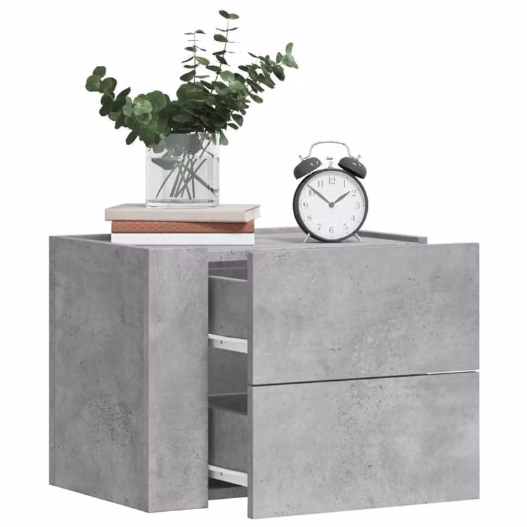 Berkfield Home Decorative Wall-mounted Bedside Cabinets, 2 Pack, Concrete Grey