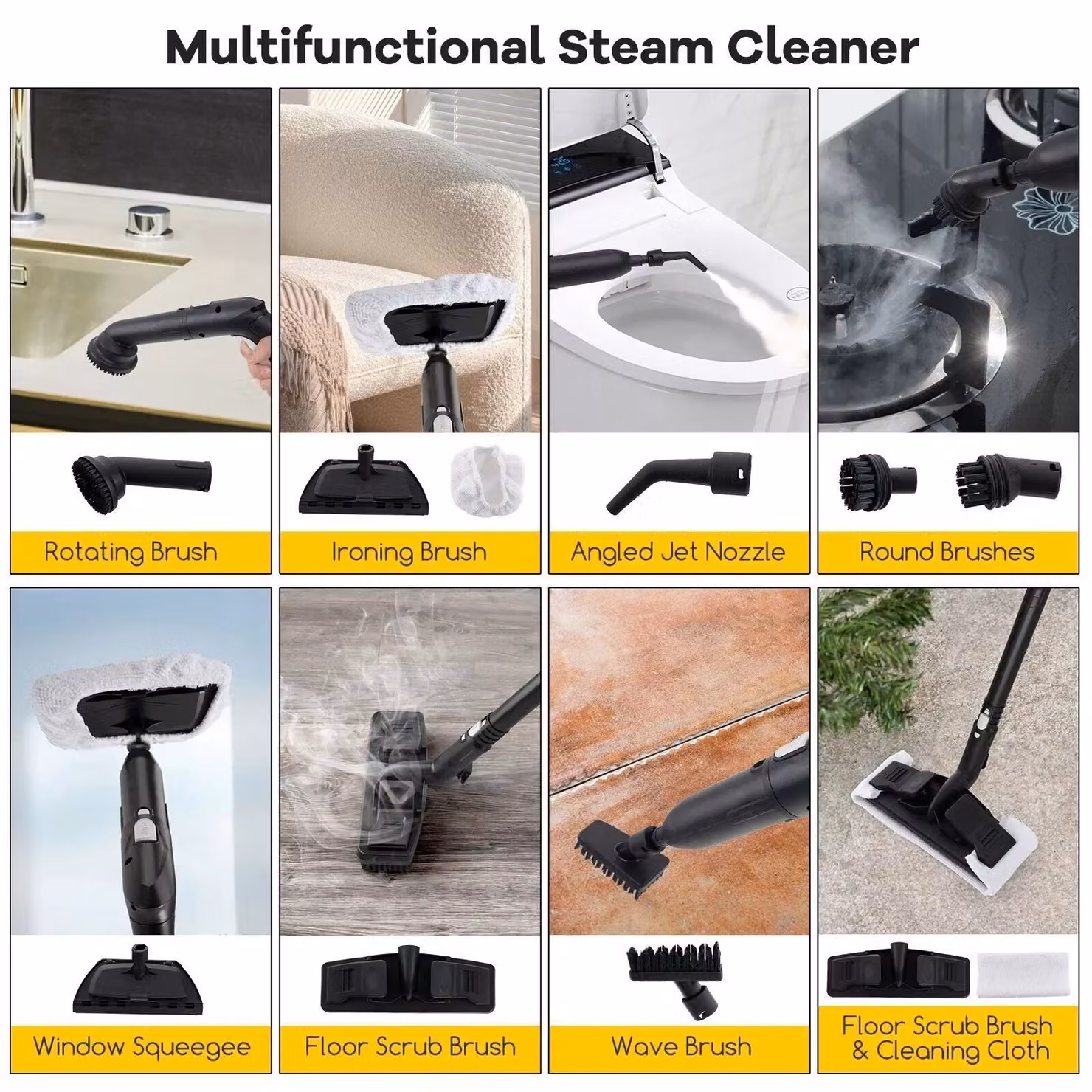 Costway Handheld Steam Cleaner, 2000W with 1.8L Water Tank, White – 4