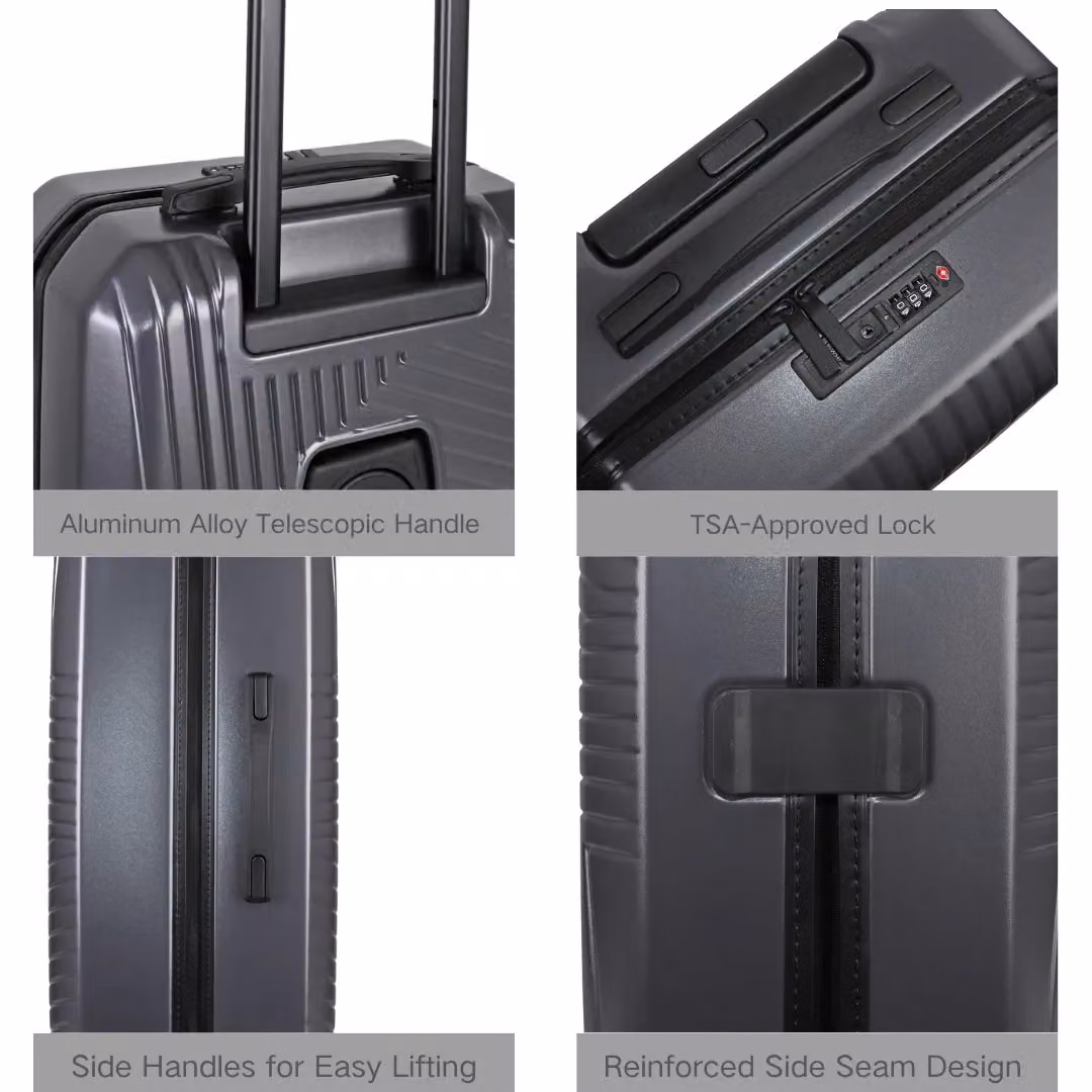 JLY 3 Piece Hard Shell Luggage Suitcase Set in Dark Grey – 4