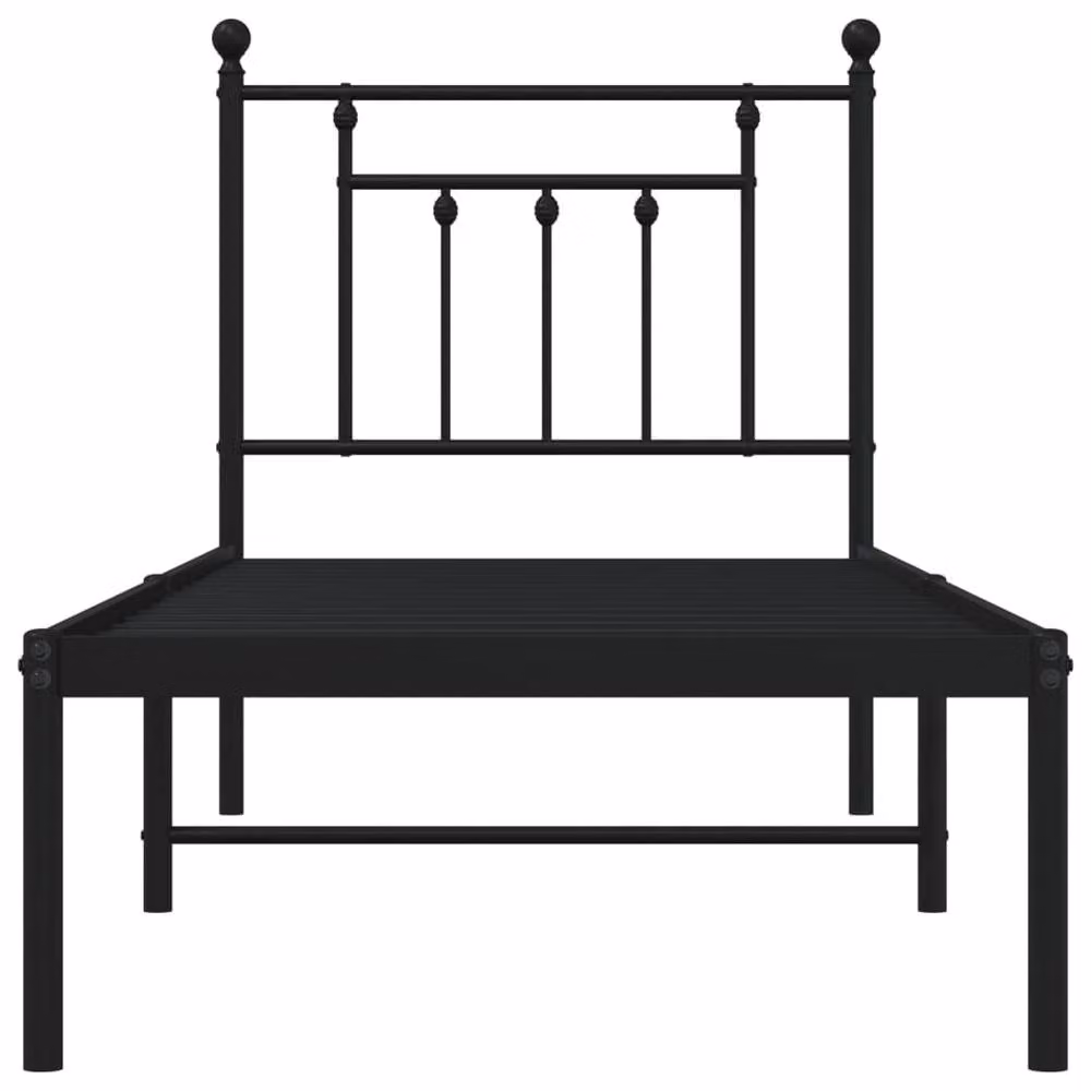 Berkfield Home Metal Bed Frame with Headboard in Black, W/D/H: 75 x 190 cm – 3