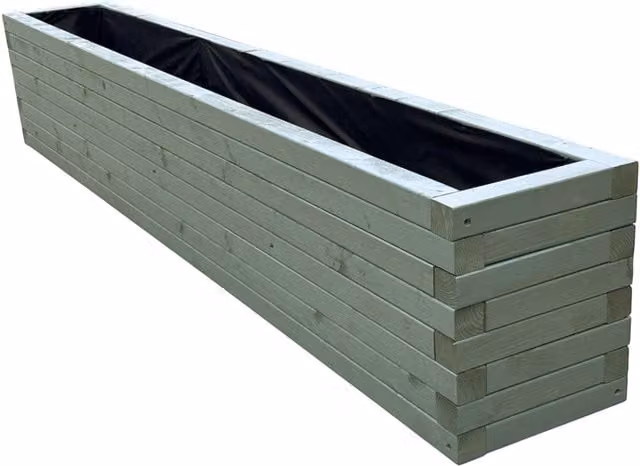 Bespoke Outdoor Rustic Wooden Garden Planter Trough in Green or Grey, W: 200 cm