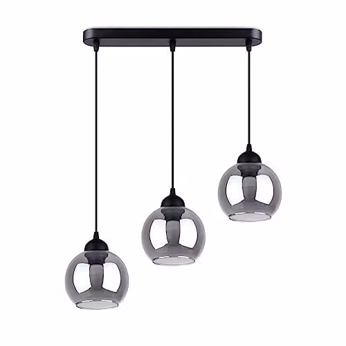 Sollux Alino Black Minimalist Bar Pendant Ceiling Light with Transparent Glass – 1