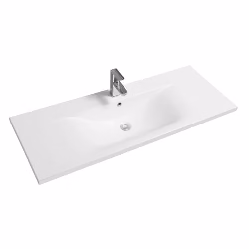 Limoge 5089 White Ceramic Rectangular Inset Bathroom Basin with Dipped Bowl, W/D/H: 121 x 46 x 18 cm – 2